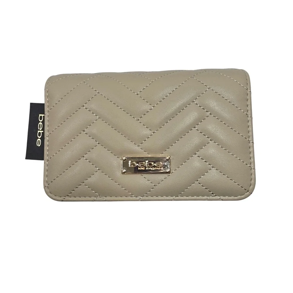 Bebe‎ Los Angeles Beige Chevron Quilted Sophia Crossbody Bag WBE01-123 New